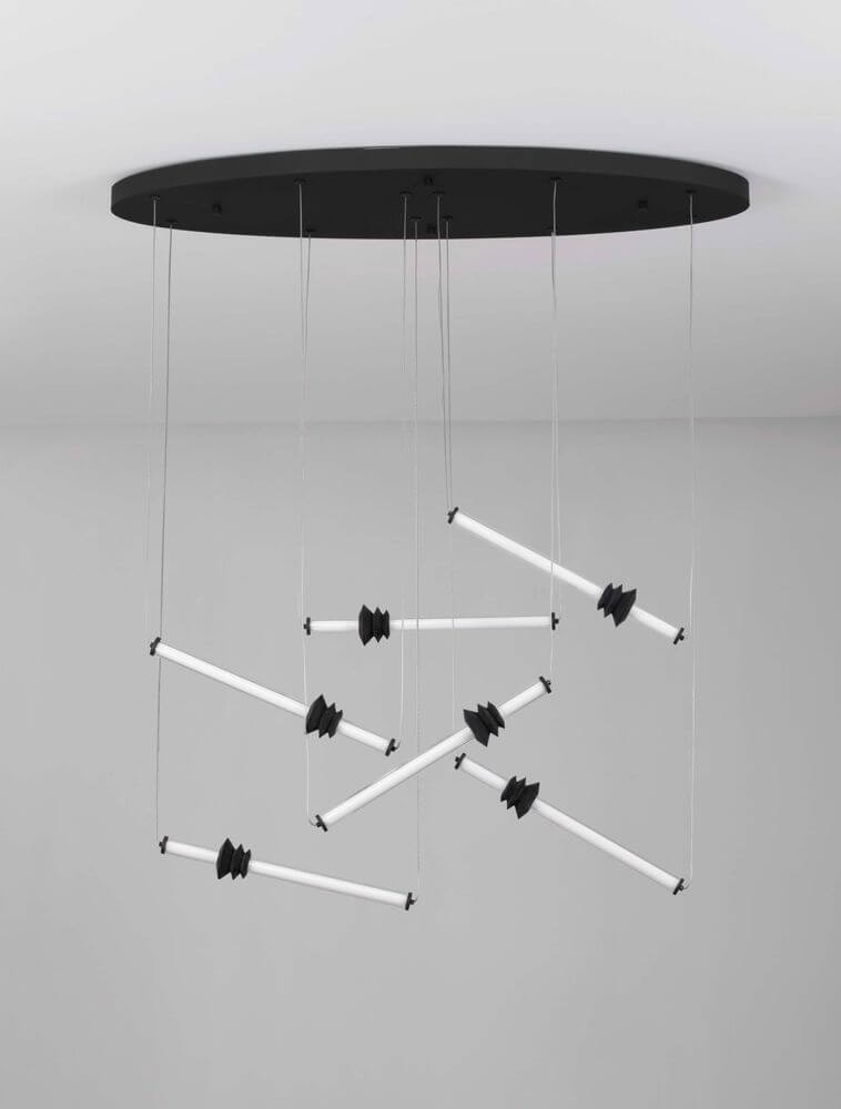 Stalactite LED Pendelleuchte 6-flammig Ø 120cm 3000K Schwarz in modernem Design.