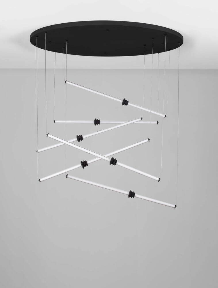 Stalactite LED Pendelleuchte 6-flammig Ø 150cm 3000K Schwarz moderne geometrische Deckenleuchte