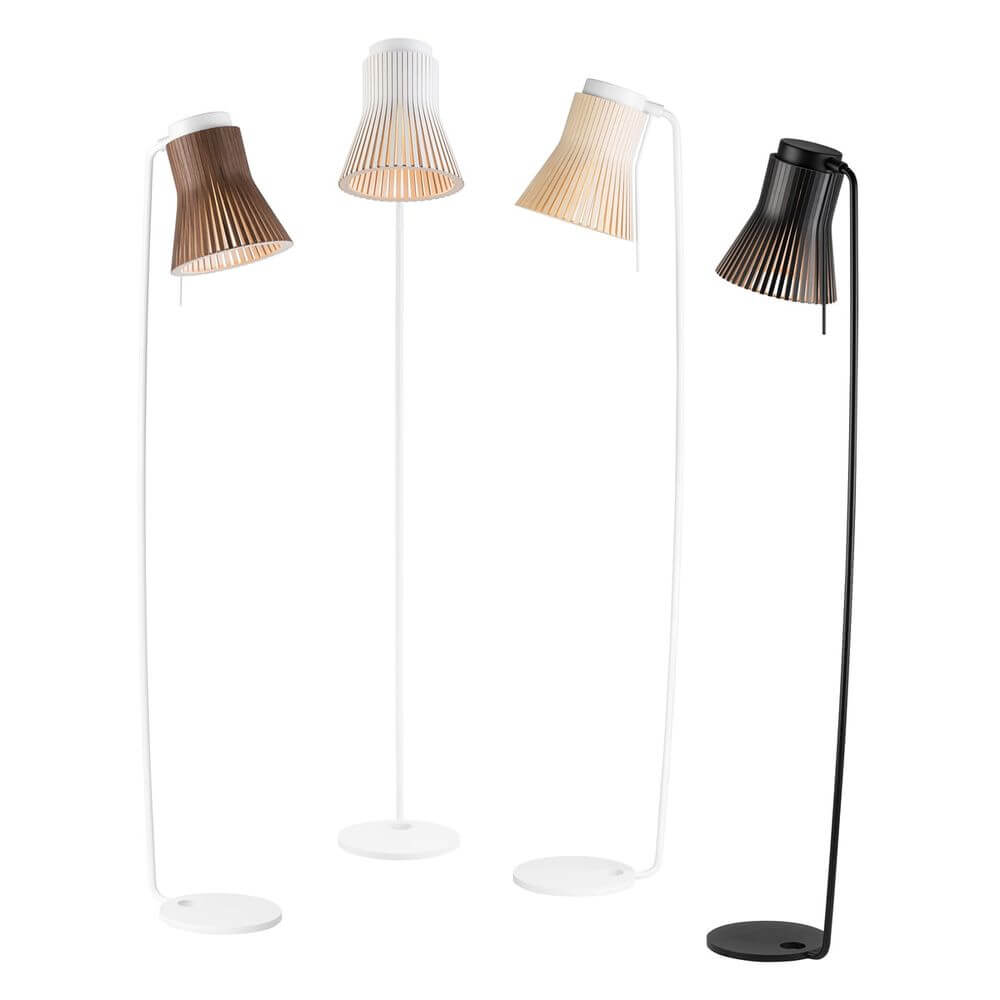 Standleuchte Petite 4610 aus Holz 130cm in verschiedenen Farben: Weiß, Schwarz und Holz-Optik.