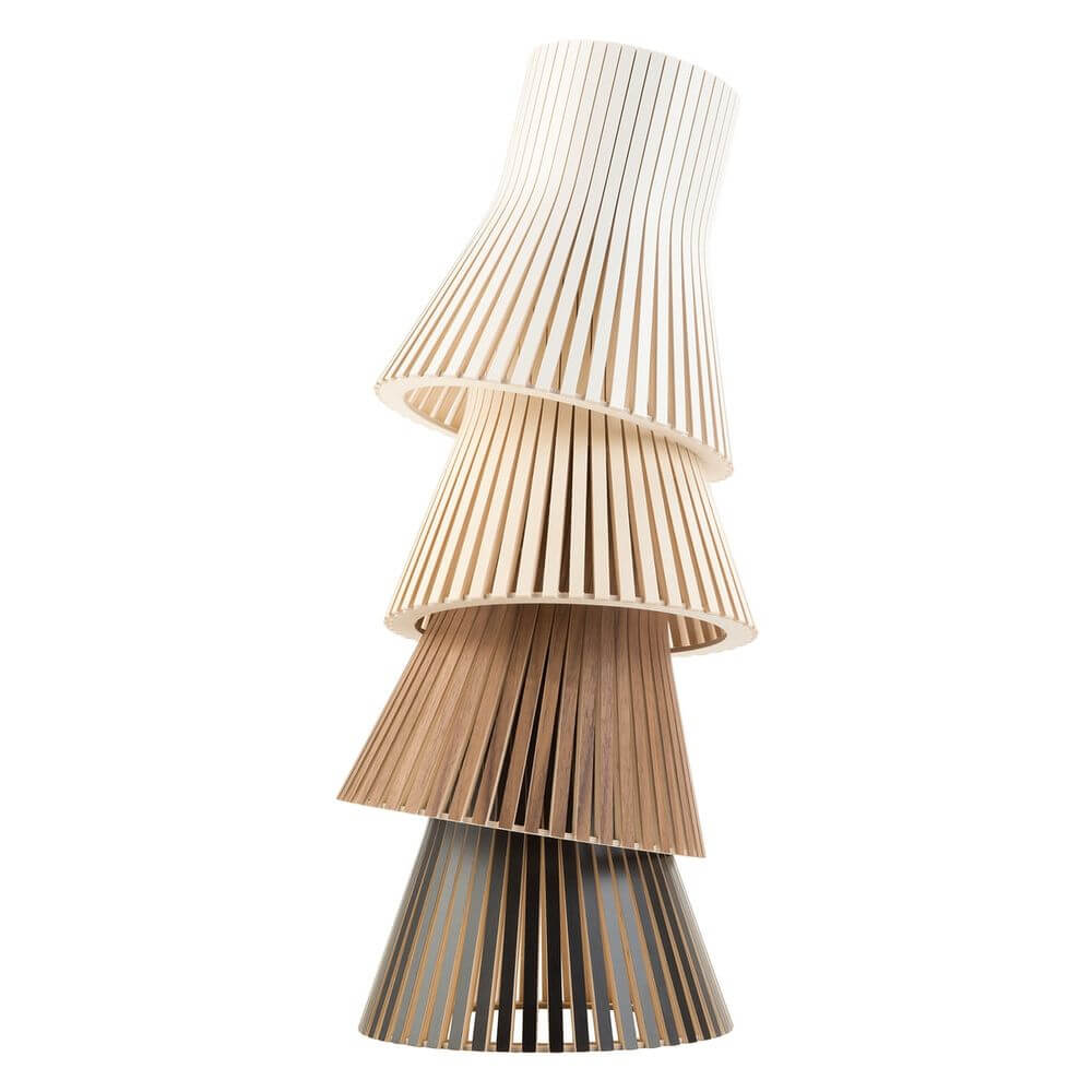 Standleuchte Petite 4610 aus Holz 130cm im eleganten skandinavischen Design mit natürlicher Materialstruktur.