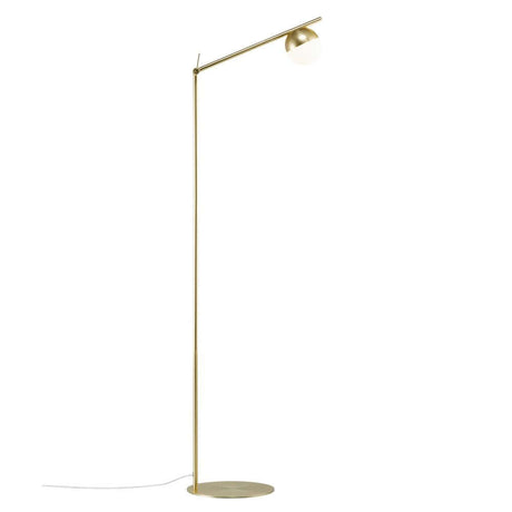 Stehlampe Contina mit elegantem Design und opalweißer Glaskuppel, blendfreies Licht für stilvolle Räume.