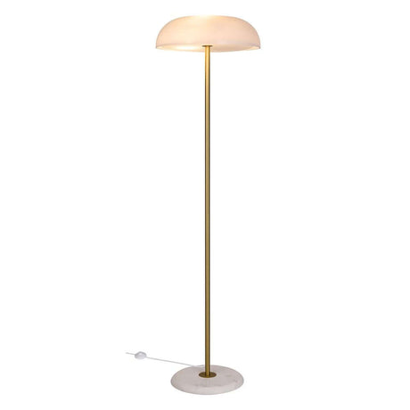 Floor lamp Glossy with brushed brass and opal white glass in Scandinavian design.