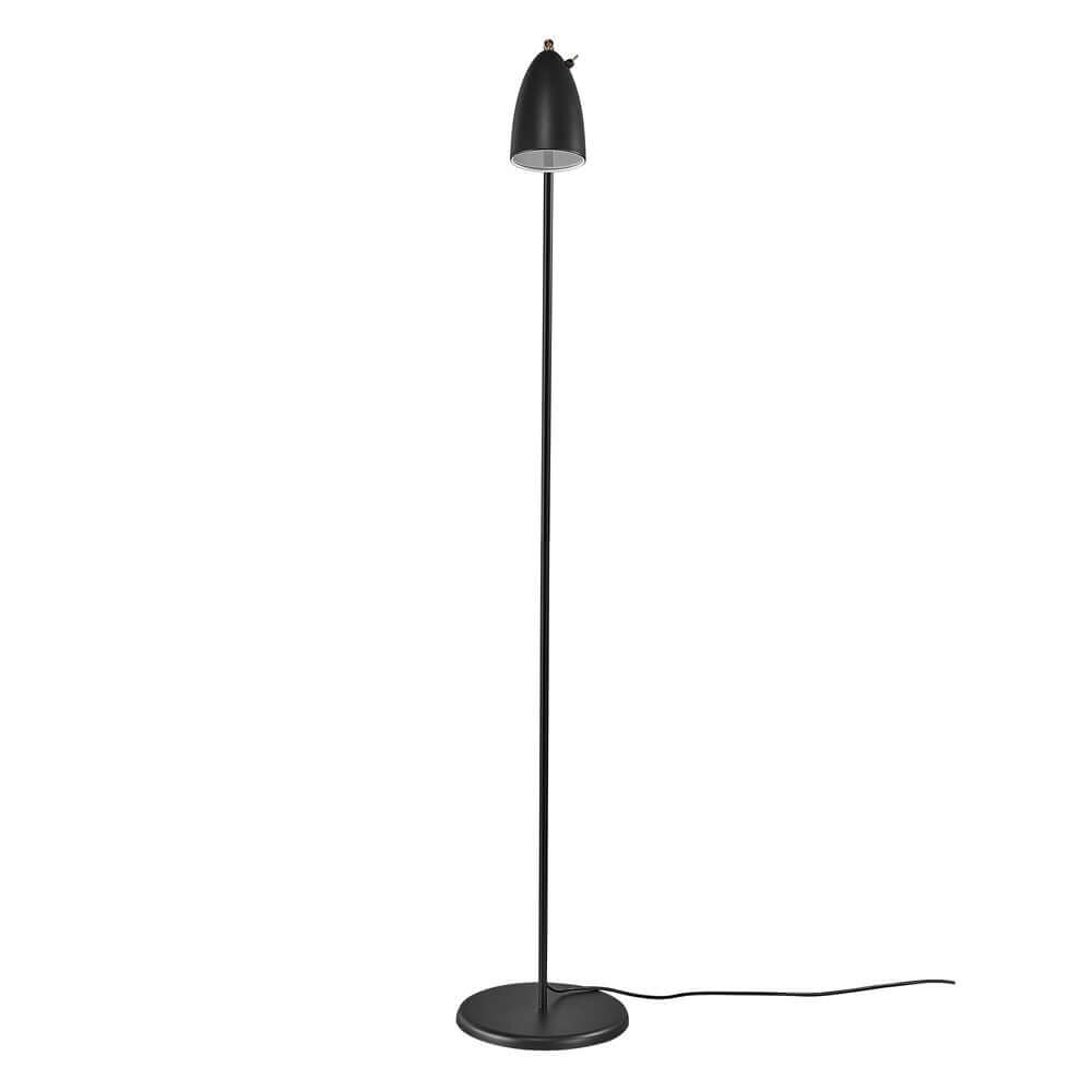 Stehlampe Nexus 2 in Schwarz mit elegantem Design und Retro-Schalter, ideal für nordische Innenräume.