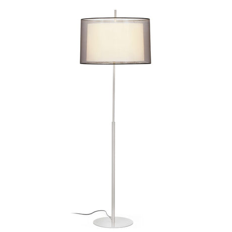 Stehlampe SABA Nickel, Schwarz mit einem eleganten, modernen Design und einem transparenten Lampenschirm.