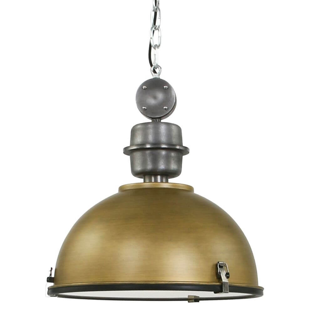 Industrie-Hängeleuchte Bikkel Ø42cm im Industrie-Look mit schöner goldener Oberfläche.