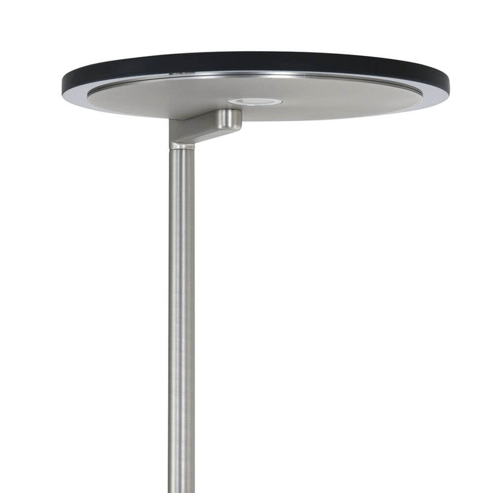 LED-Deckenfluter Turound von Steinhauer mit elegantem, modernem Design und Lesearm im Aluminium-Finish.