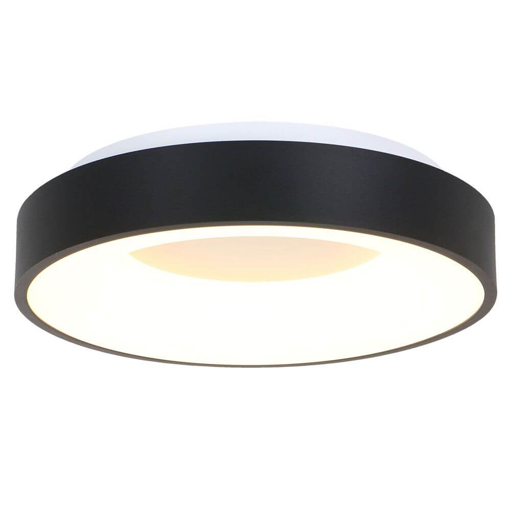 LED-Deckenleuchte Ringlede Ø48cm in schwarz mit warmweißem Licht für gleichmäßige Beleuchtung.