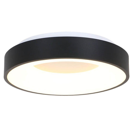 LED-ceiling light Ringlede Ø48cm in black with warm white light for even illumination.