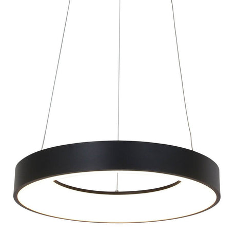 LED-Pendant light Ringlede Ø48cm in elegant black, ideal for living rooms and bedrooms.
