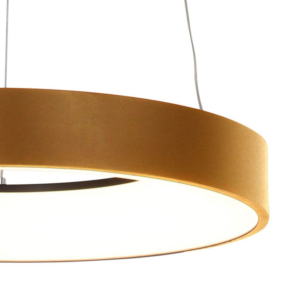 LED-Hängeleuchte Ringlede Ø48cm in goldfarbigem Design mit harmonischem warmweißem Licht.