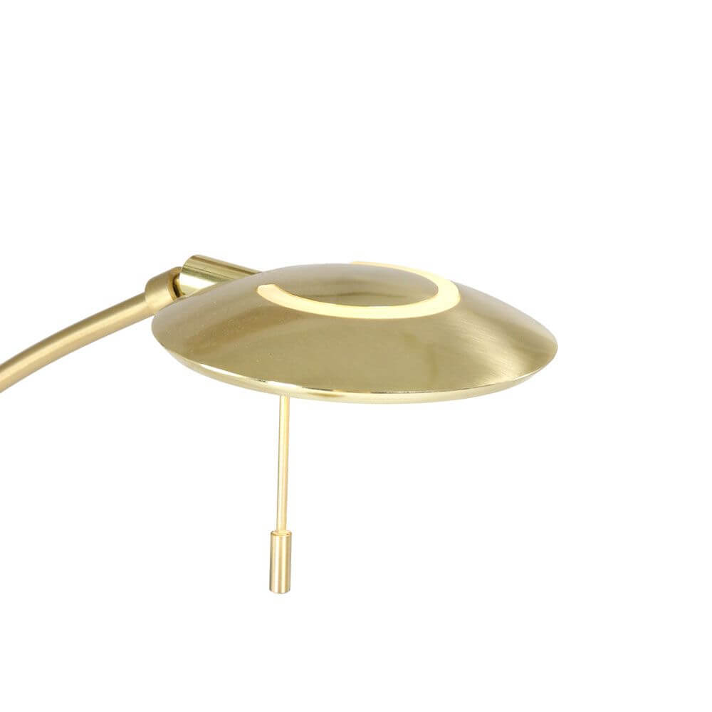 LED-Deckenfluter Zenith mit Lesearm & Tastdimmer CCT in elegantem Design mit goldener Oberfläche.