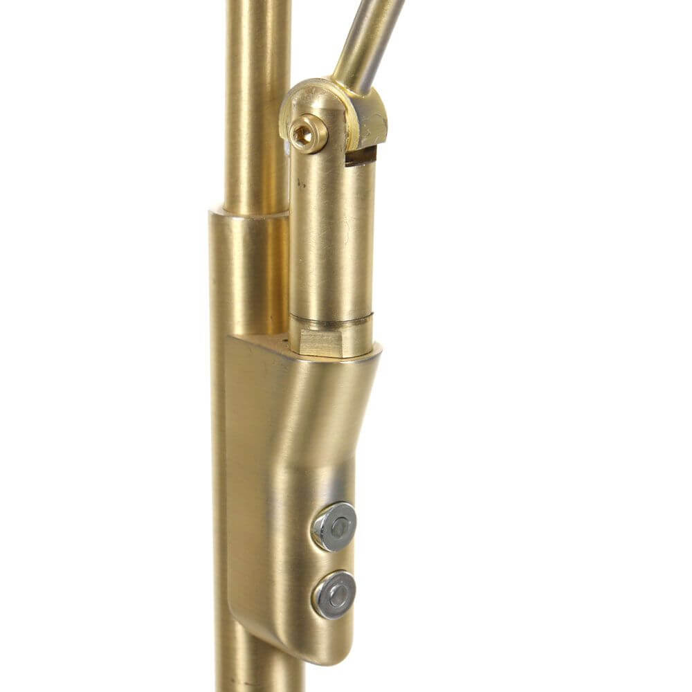 Detailansicht des LED-Deckenfluter Zenith mit Lesearm & Tastdimmer CCT in Gold.