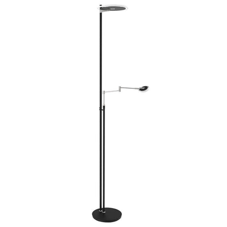 LED-Deckenfluter Turound LED mit Lesearm Tastdimmer 2200K - 4000K in Schwarz mit flexiblem Lesearm