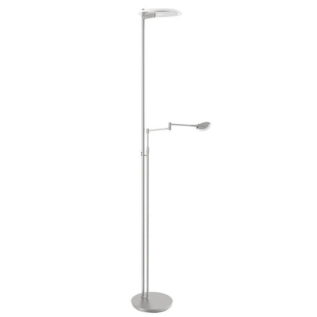 LED-Deckenfluter Turound LED mit Lesearm Tastdimmer 2200K - 4000K in schicker Alu-Gebürstet-Optik.