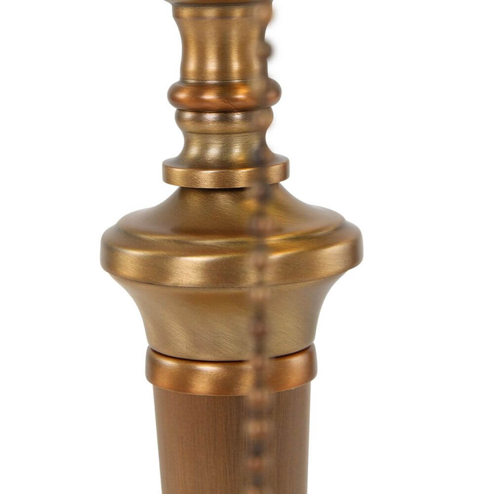 Detailansicht des Bronze-gebürsteten Fußes der Vintage-Tischleuchte Ancilla Bankerslamp.