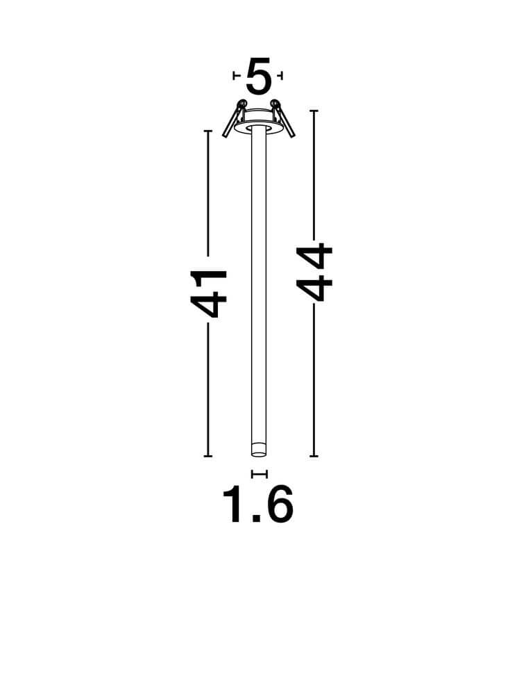 Stilvi Deckenleuchte H 44cm Ø 5cm 3000K technische Zeichnung mit Maßen