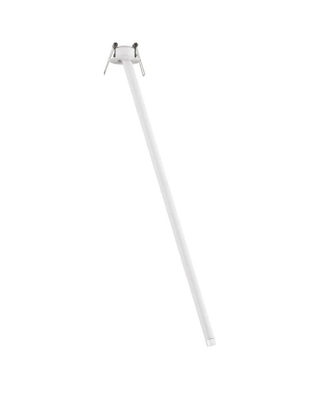 Plafonnier Stilvi H 64 cm Ø 5 cm 3000K monté avec boîtier et support blancs.