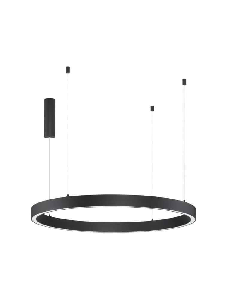 Sting LED Pendelleuchte Ø 100cm 3000K, schwarzer Lichtreifen für blendfreie Beleuchtung.