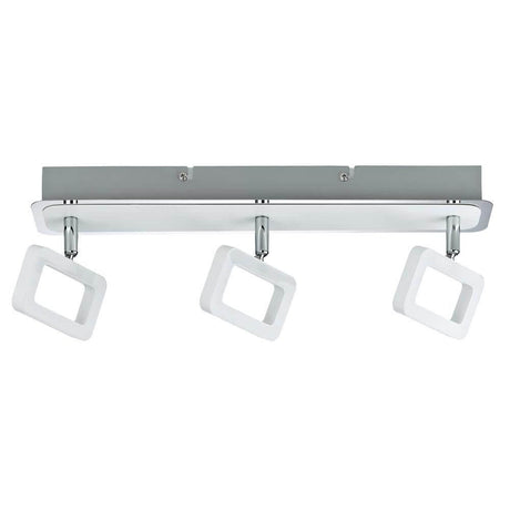 Projecteur Frame LED à 3 lampes Blanc Chrome 3x4, 5W avec un design moderne et des ampoules LED à haute efficacité énergétique.