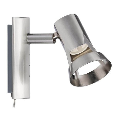 Strahler Teja Nickel satiniert GU10 Wandleuchte mit schlichter, moderner Design und schwenkbarem Spot.