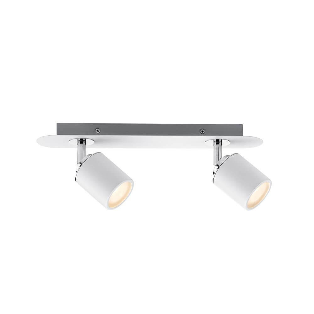 Strahler Tube 2-flammig Weiß Chrom GU10 mit schlichten Spotlights für vielseitige Einsatzmöglichkeiten.
