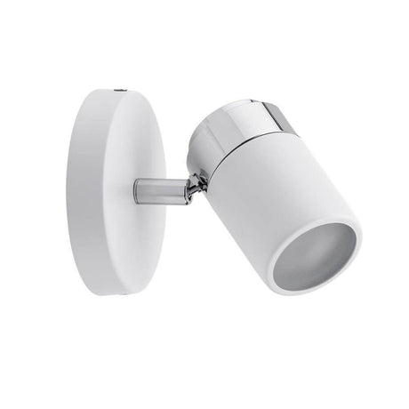 Strahler Zyli Weiß Chrom GU10 mit minimalistischem Design und Spritzwasserschutz für Feuchträume.