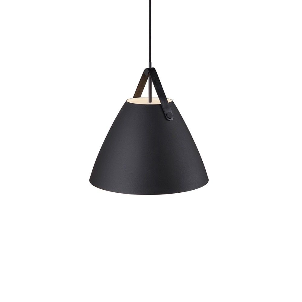 Strap 36 pendant lamp Ø 36cm with 2 leather straps black in elegant design.