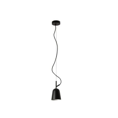 Studio pendant light Ø 11 cm in black with cable clamp in S-shape, inspired by the 1950s.