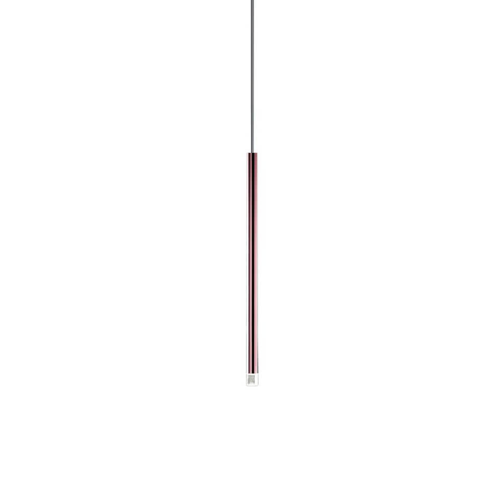 Lodes A-Tube Nano LED Hängelampe in roter Ausführung, schmaler Lichtstreifen für Wohnräume.