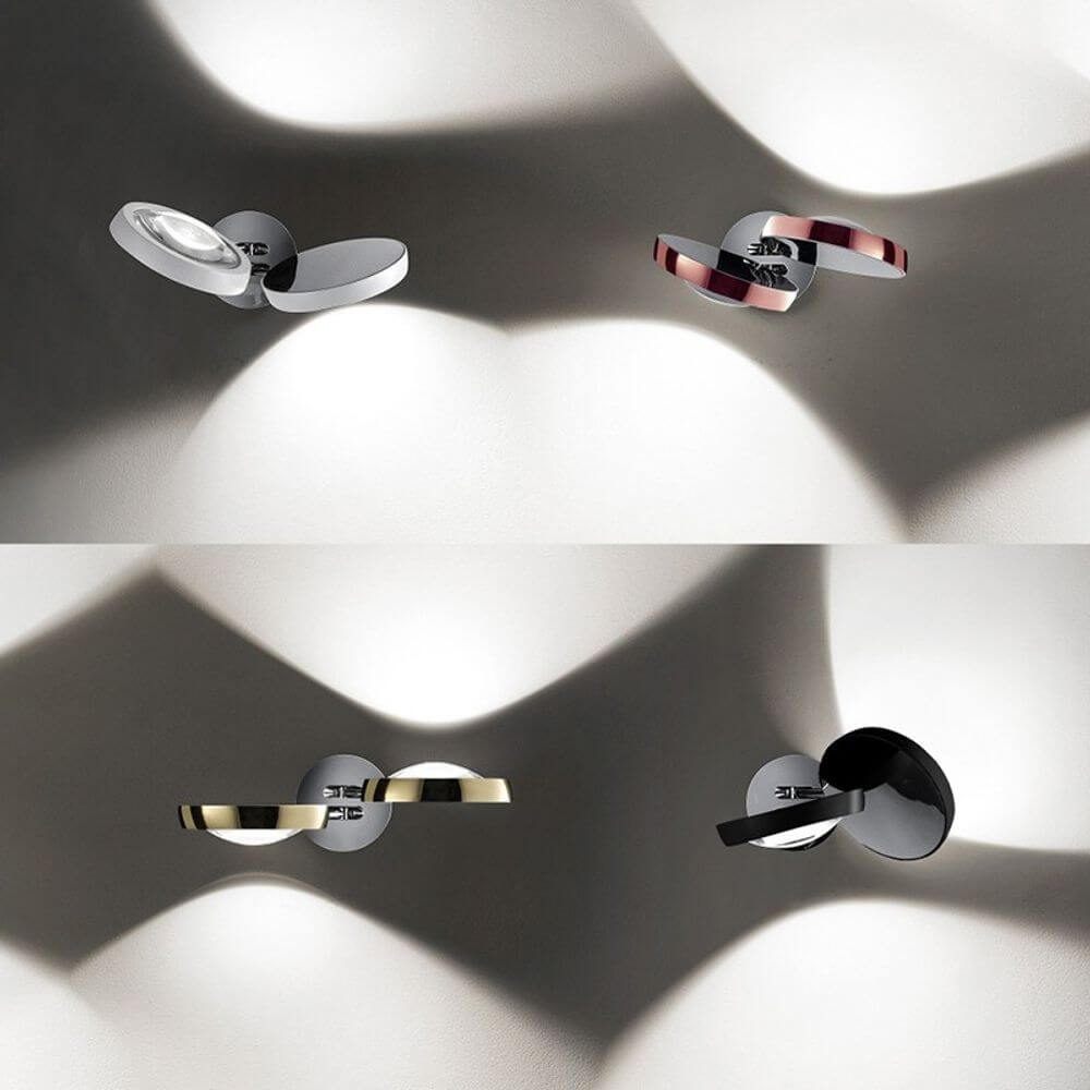 Lodes Nautilus LED Wandlampe 2300 Lumen in verschiedenen Designs an der Wand montiert.
