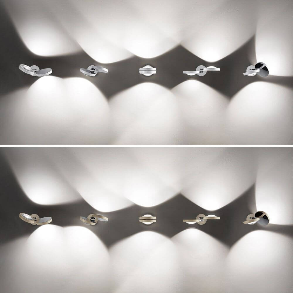 Lodes Nautilus LED Wandlampe 2300 Lumen in modernem Design mit konvexer Linse für gezieltes Licht.