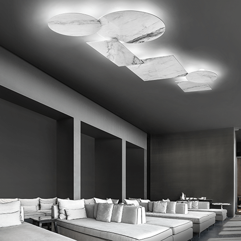 Lodes Puzzle Mega Verbindung für Wand- & Deckenlampe in modernem, elegantem Raumdesign mit Leuchten.