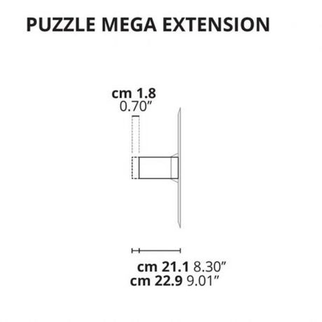 Lodes Puzzle Mega extension for wall and ceiling lamp dimensioned drawing with dimensions.