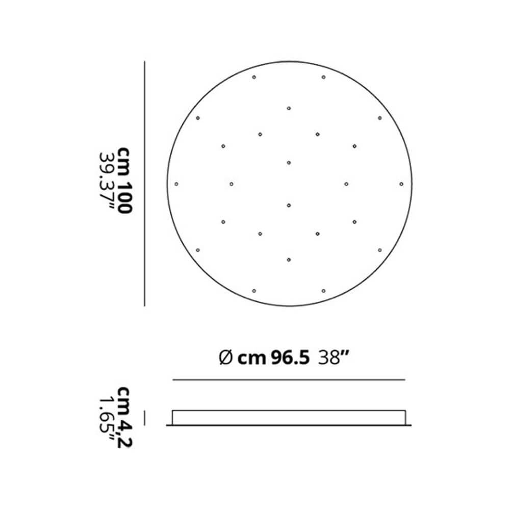 Lodes Zubehör Cluster Baldachin technische Zeichnung mit Durchmesser 96,5 cm und Höhe 4,2 cm.
