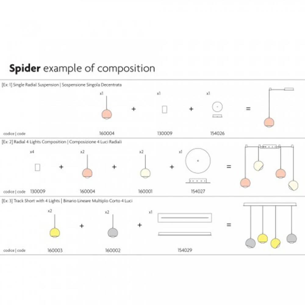 Spider Beispiel für Zusammensetzung mit Lodes Zubehör Lights Track Long Lichtsystem Schiene 150cm.
