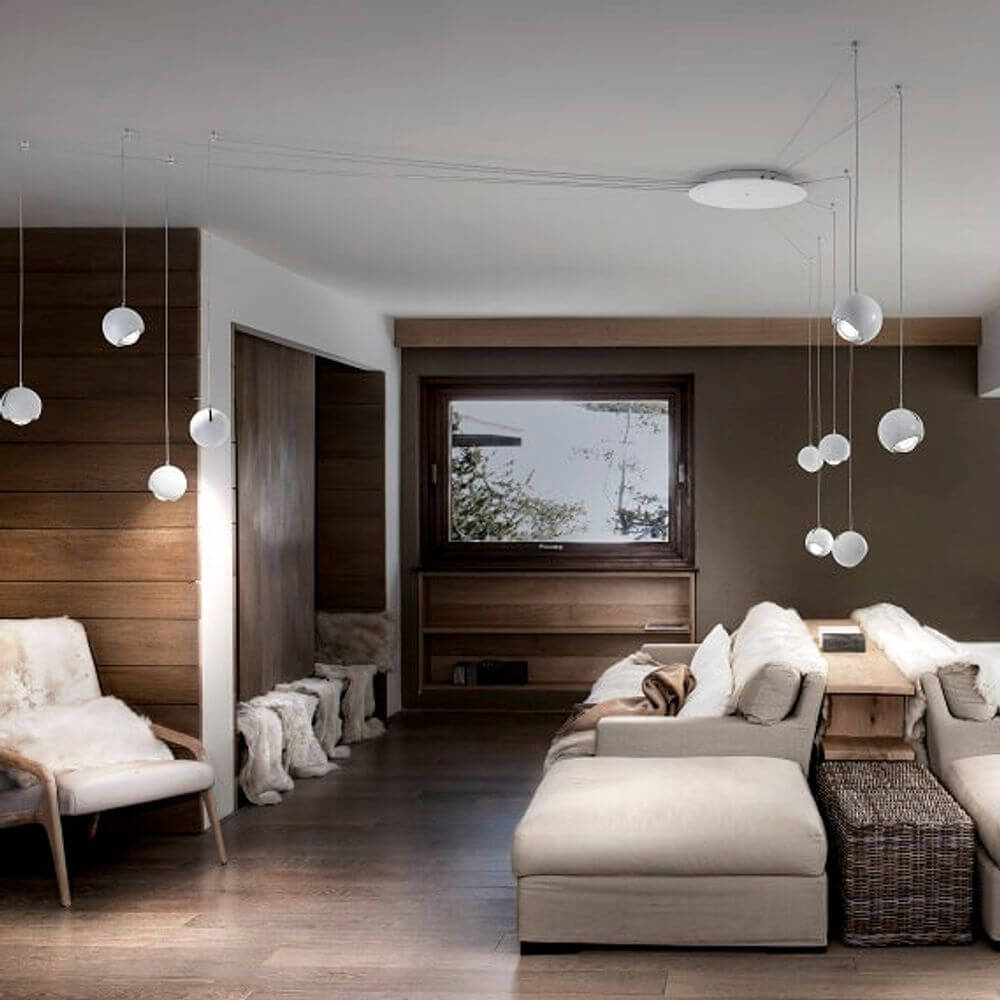 Lodes Zubehör Radial Baldachin mit runden Leuchten in modernem Wohnraum