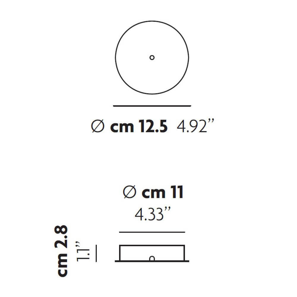 Abmessungen des Lodes Zubehör Radial Baldachin mit Durchmessern von 12,5 cm und 11 cm.