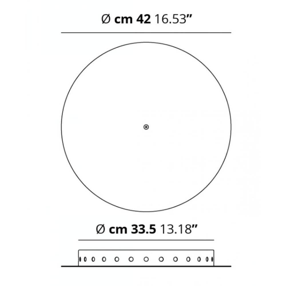Maßzeichnung des Lodes Zubehör Radial Baldachin mit Durchmessern von 42 cm und 33.5 cm in der Ansicht