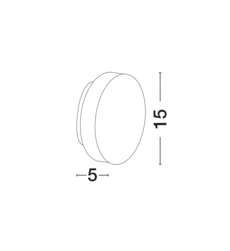 Suite LED Außenwandleuchte 3000K IP54, schematische Seitenansicht mit Maßen Höhe 15 cm und Tiefe 5 cm