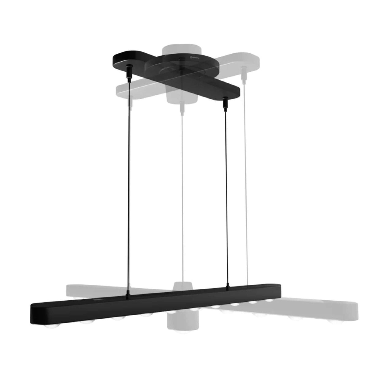 Swing Baldachin Zero für Hängeleuchten in mattem Schwarz, drehbar um 360 Grad, ideal für Deckenbalken.