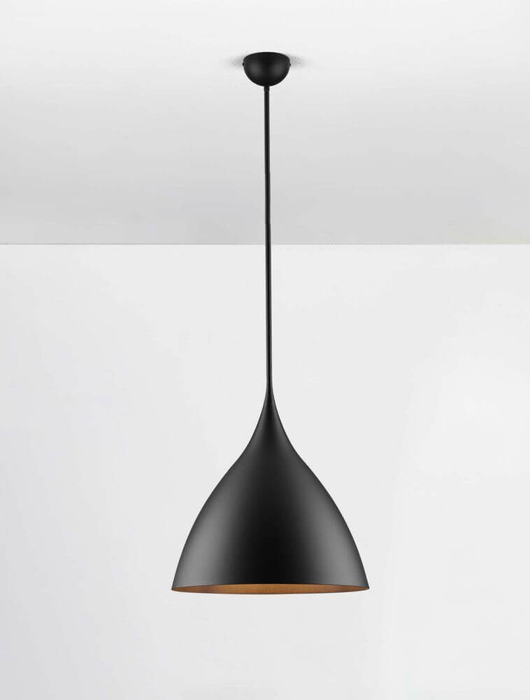 Syntopia Pendelleuchte E27 Ø 46cm in elegantem Schwarz mit goldener Innenseite.