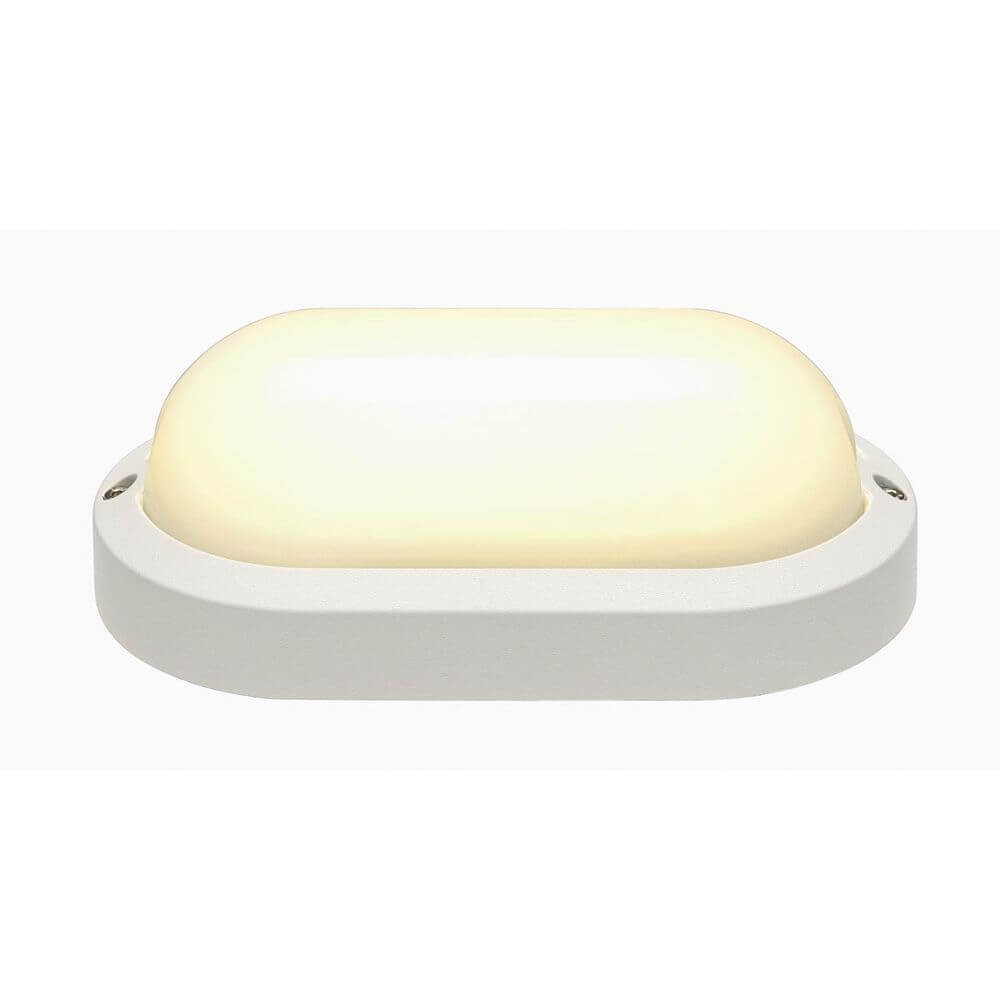 Terang 2 LED Outdoor Wand- und Deckenleuchte 3000K Weiß, moderne Bauleuchte mit satiniertem Rundglas.