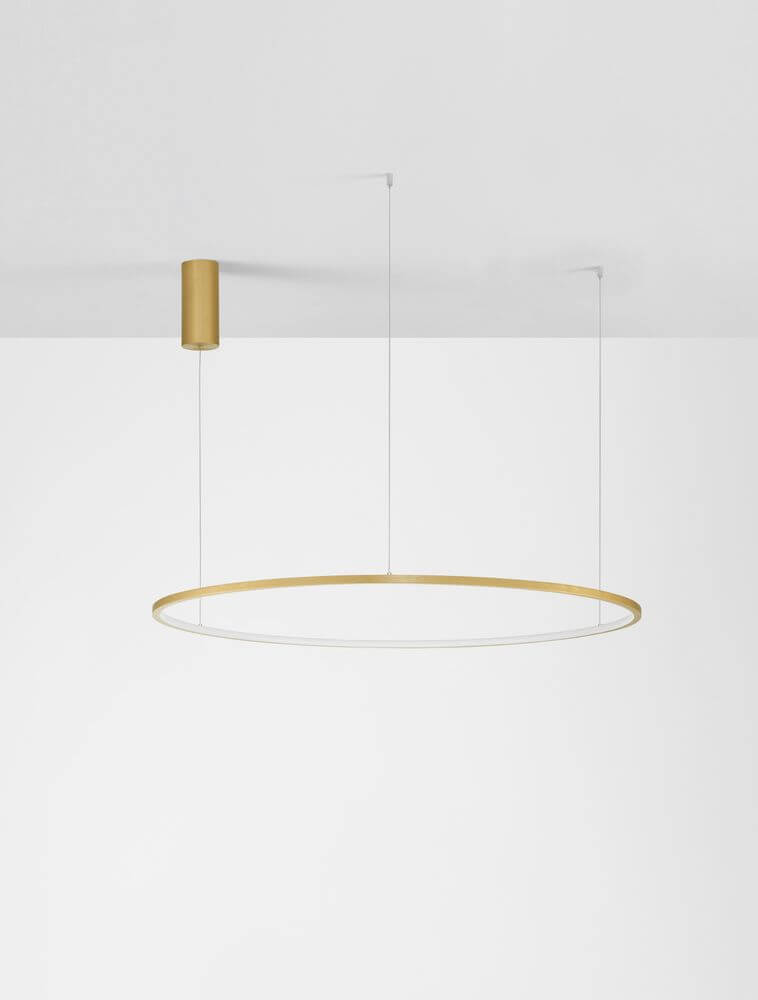 Moderne Tarquin LED Pendelleuchte Ø 100cm in Gold, stufenlos dimmbar für jedes Zuhause.