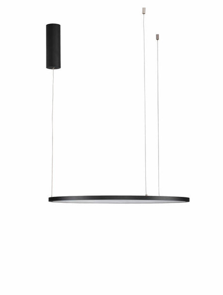 Suspension Tarquin LED Ø 60 cm 3000K en aluminium et plastique noirs, design moderne, silhouette élancée.