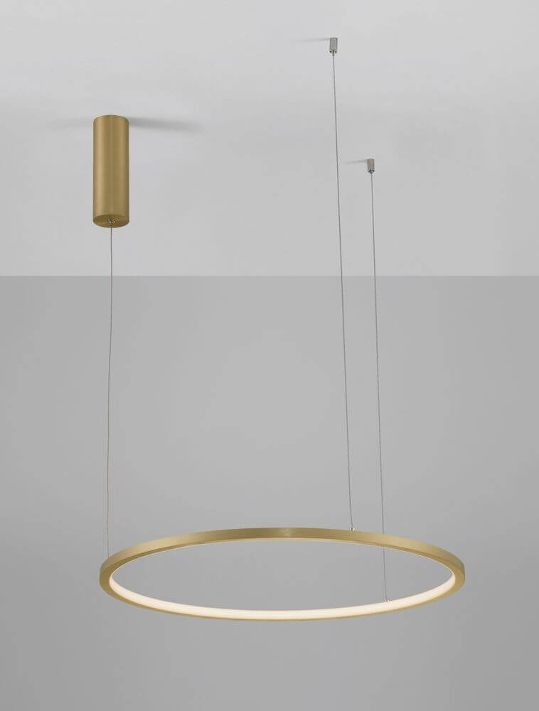 Tarquin LED Pendelleuchte Ø 60cm 3000K in elegantem Gold mit geometrischem Design.