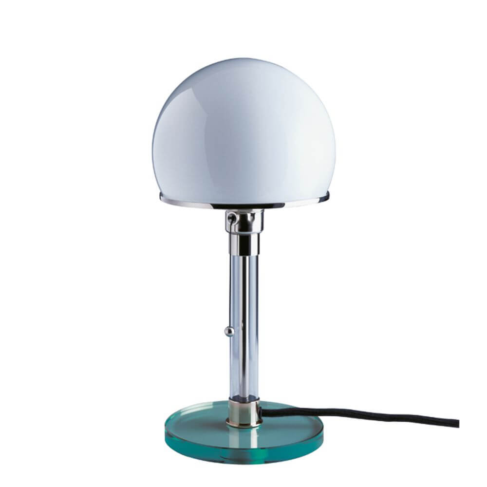 Tecnolumen Bauhaus-Tischleuchte WG24 Wilhelm Wagenfeld mit kuppelförmigem Opal-Glas-Lampenschirm