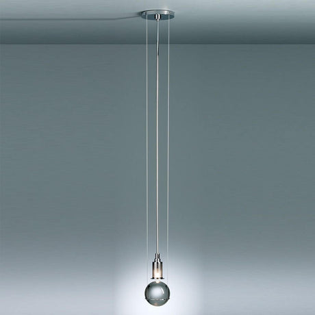 Tecnolumen LED-hengelampe Le tre streghe Muranoglass Krom med elegant oppheng og håndlaget glaskule.