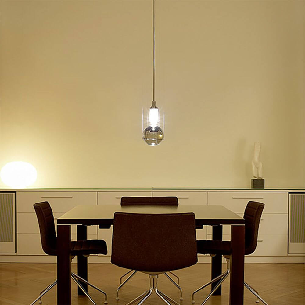 Tecnolumen LED-Hängeleuchte Le tre streghe Muranoglas Chrom