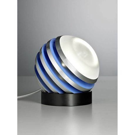 Tecnolumen LED-bordlampe Bulo Ø16 cm med matt aluminium og satinert glass, moderne design.