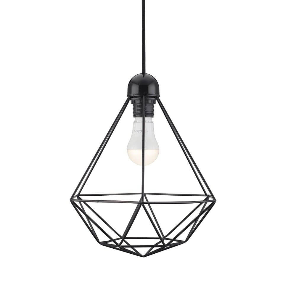 Tees pendellampe med sort stoffkabel, elegant hengelampe i moderne design.